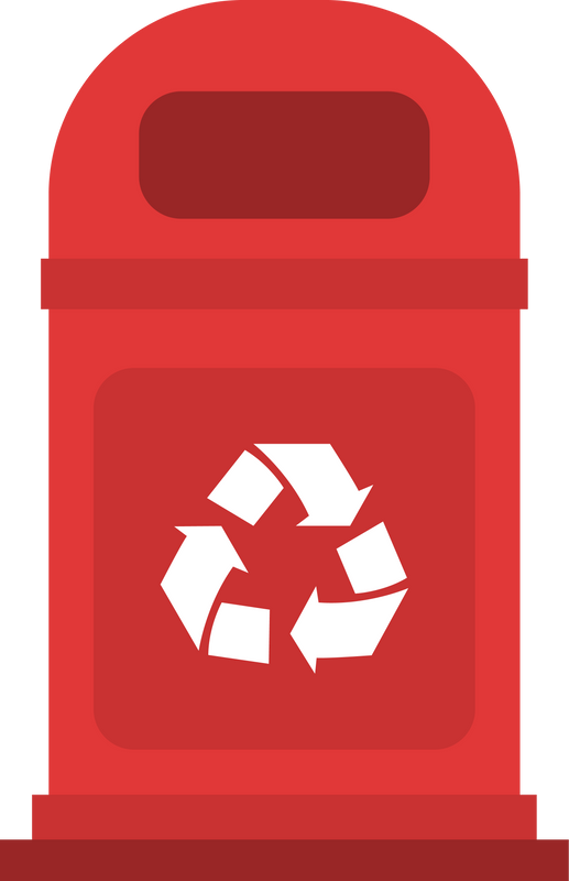 Different colored recycle waste bins vector illustration, Waste types segregation recycling.