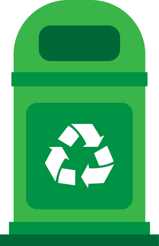 Different colored recycle waste bins vector illustration, Waste types segregation recycling.