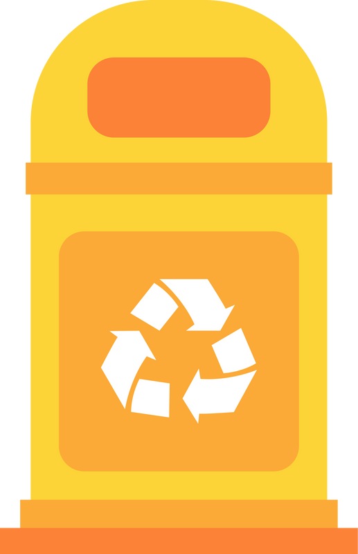 Different colored recycle waste bins vector illustration, Waste types segregation recycling.