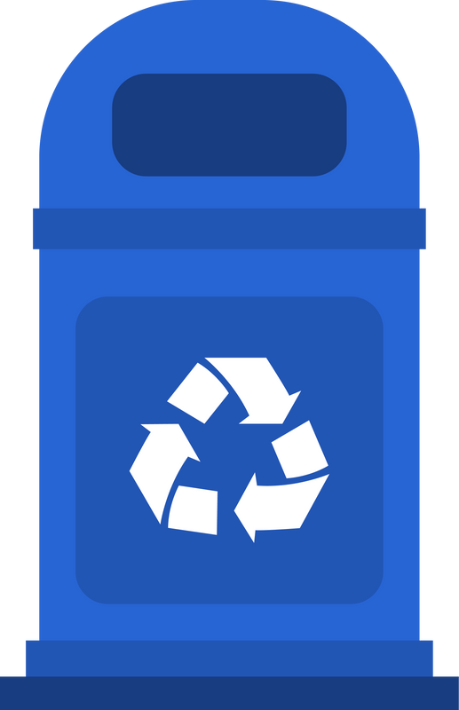 Different colored recycle waste bins vector illustration, Waste types segregation recycling.