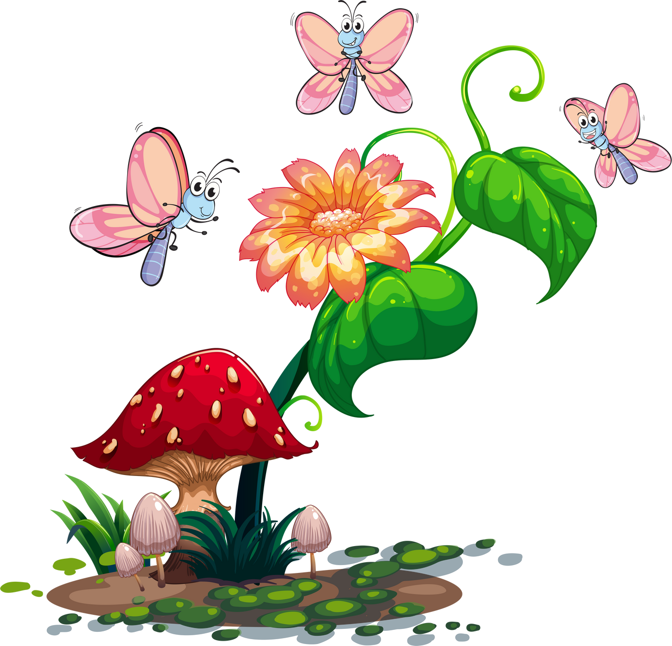 Tropical Garden with Butterflies